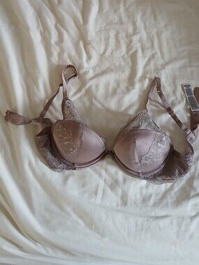 Autograph Rosie Collwction. Lace-Trim Satin Underwire Bra - Taupe